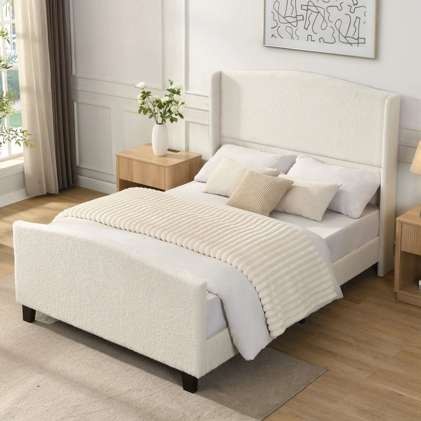 Platform Bed Frame With Tall Headboard And High Footboard by HouseOfZazla