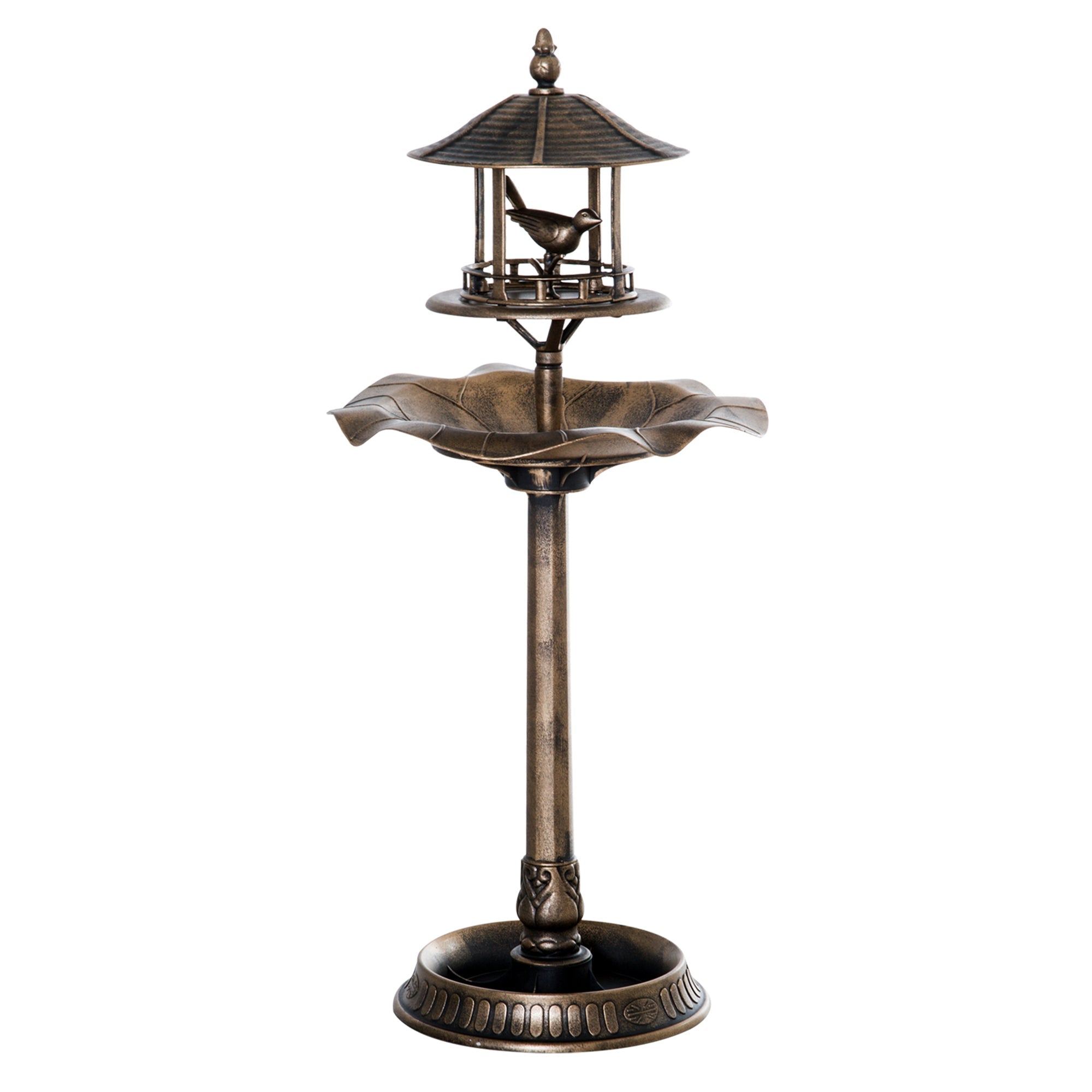 Outsunny 3-in-1 Garden Bird Bath Bowl Pedestal with Bird Feeder and Planter by HouseOfZazla
