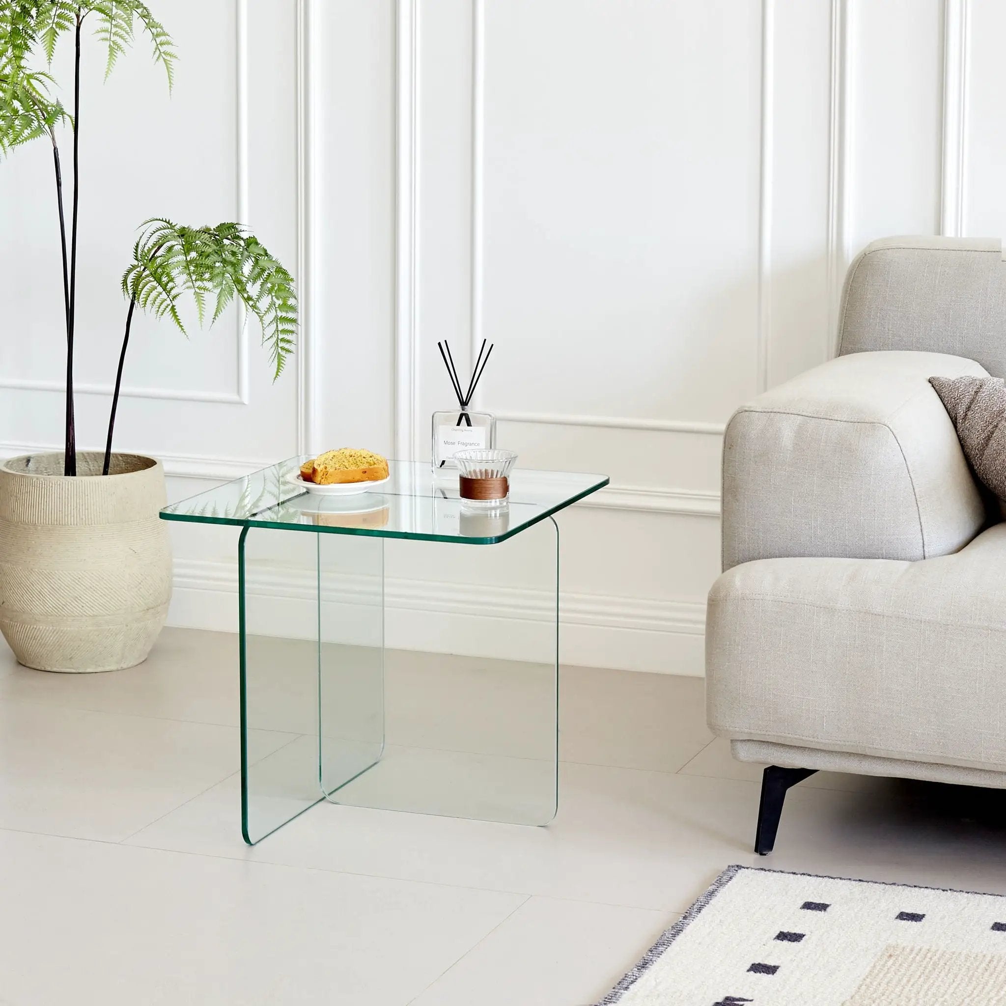 Modern Transparent Tempered Glass Sidetable by Unique Piece Furniture