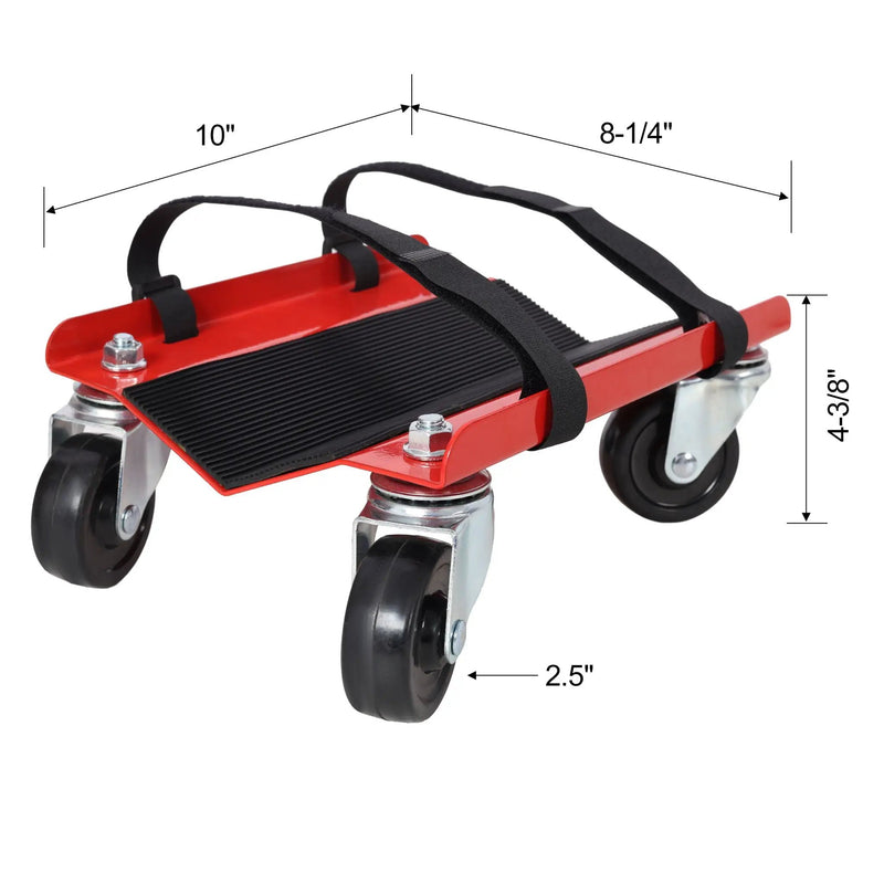 Heavy Duty Snowmobile Dolly V Slide With 2.5" Swivel Casters, Rubber Pad, 1500Lbs Capacity Steel - Red by HouseOfZazla