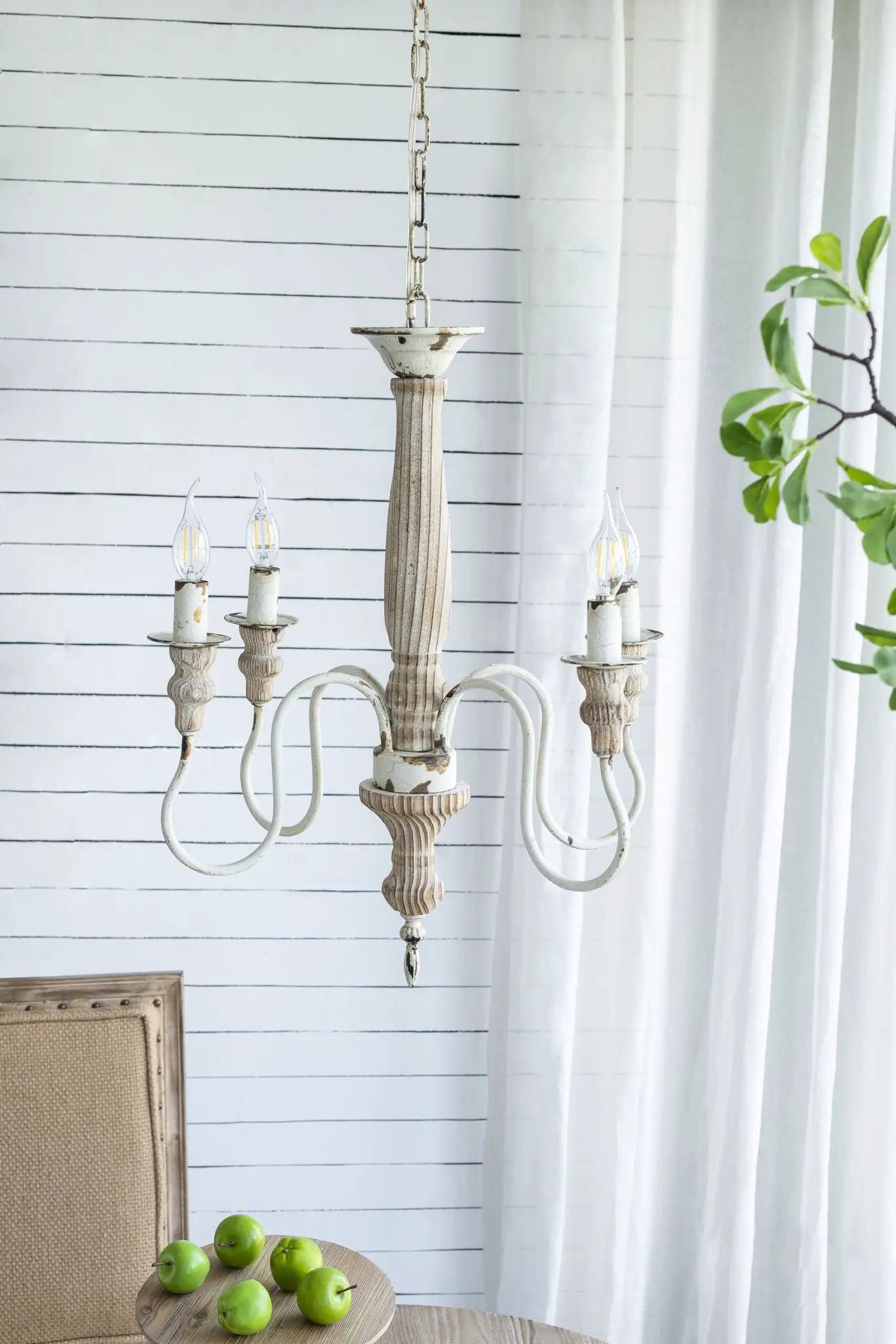 4 Light Chandelier, Hanging Light Fixture With Adjustable Chain For Kitchen, Bulb Not Included - Cream White by HouseOfZazla
