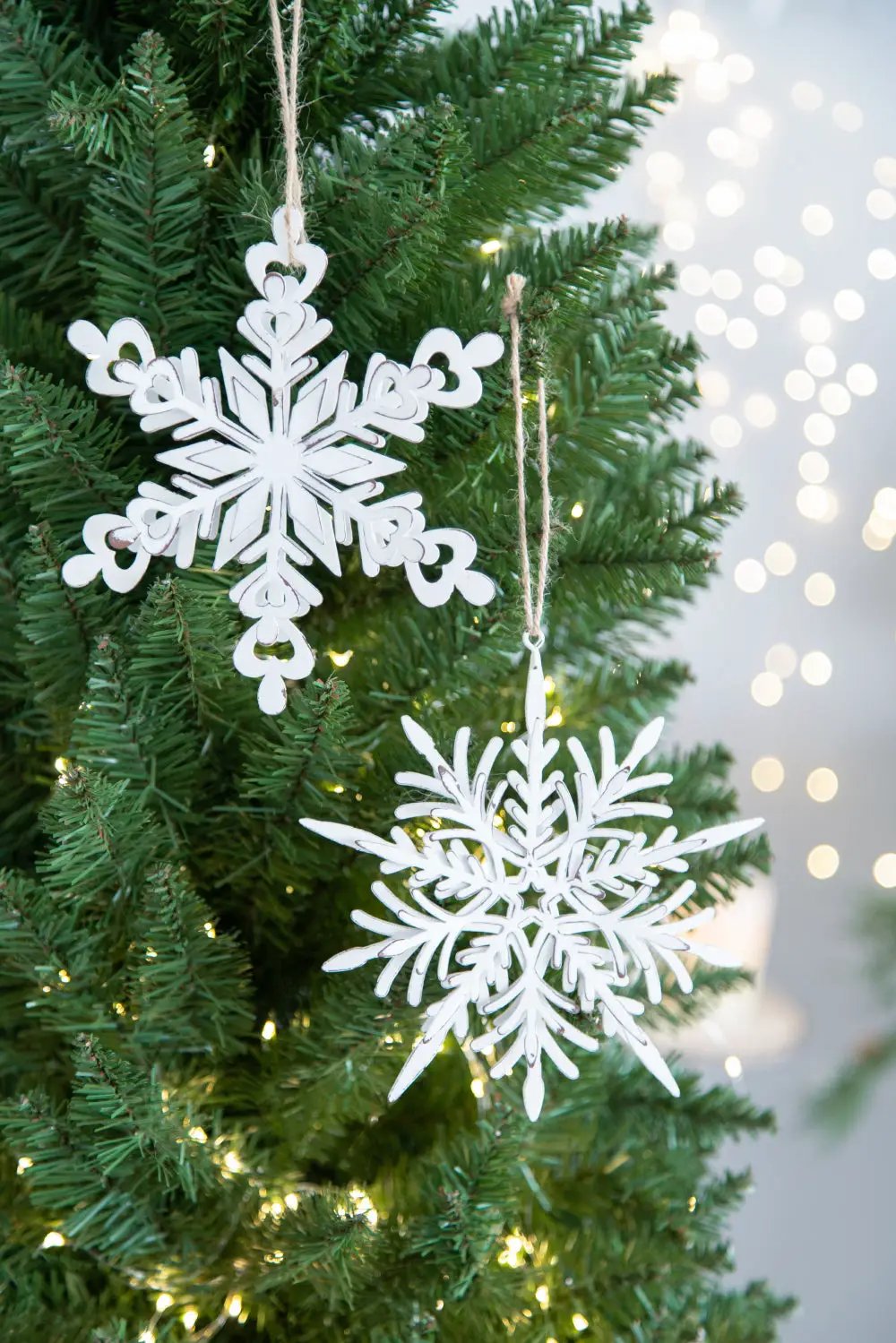 Set of 6 Iron Snowflake Hanger Christmas Tree Ornaments by HouseOfZazla