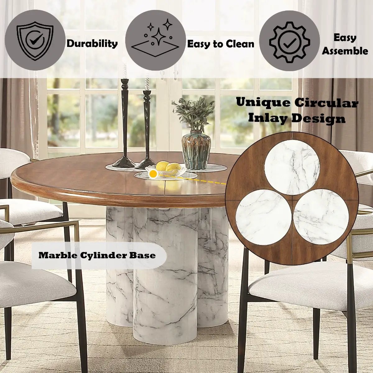 Harvey - Round Dining Table - Brown by Unique Piece Furniture