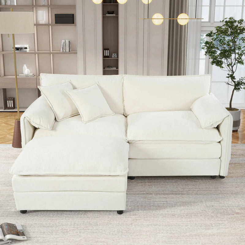 Modern Comfy Deep Seat Modular Sectional Sofa Cloud Couch With Ottoman by Unique Piece Furniture