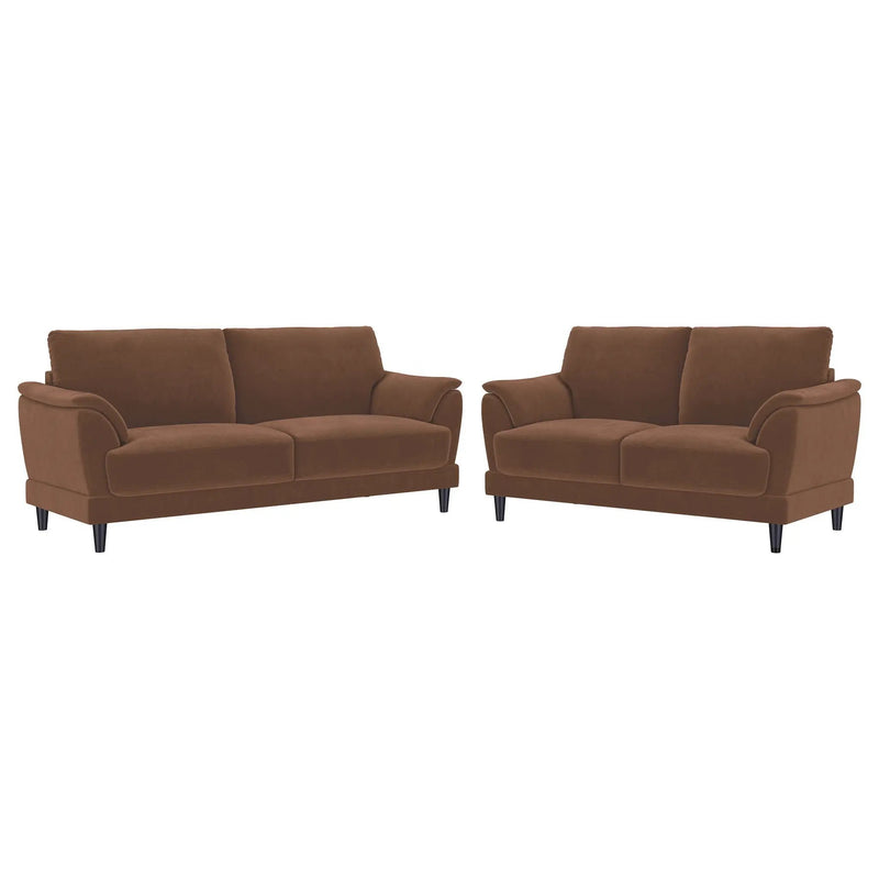 Dania - 2 Piece Upholstered Crescent Arm Sofa Set - Rust by HouseOfZazla