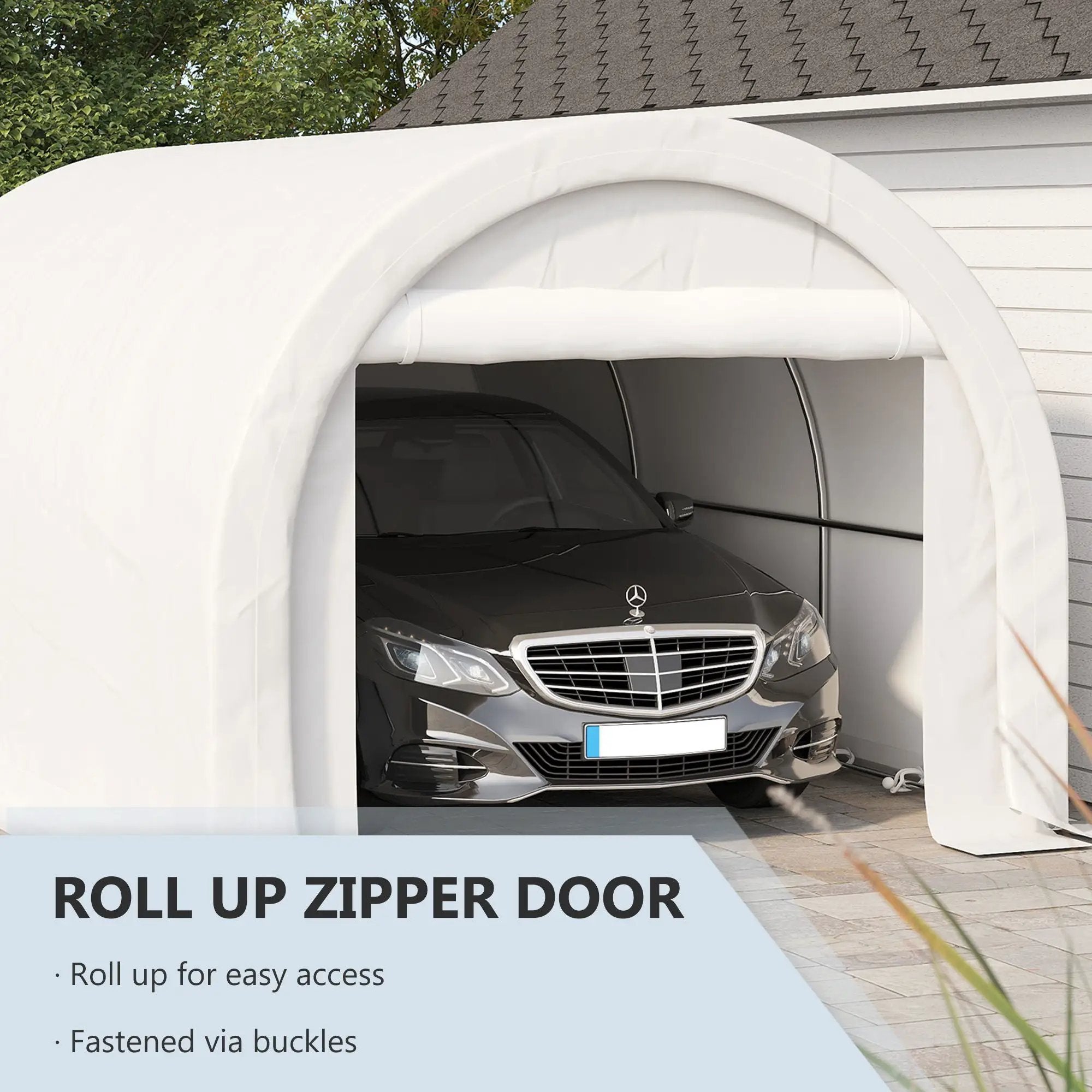 Outsunny - 10' x 16' Carport, Heavy Duty Portable Garage Storage Tent With Large Zippered Door, Anti-Uv Pe Canopy Cover For Car, Truck, Boat, Motorcycle, Bike, Garden Tools, Outdoor Work by Unique Piece Furniture