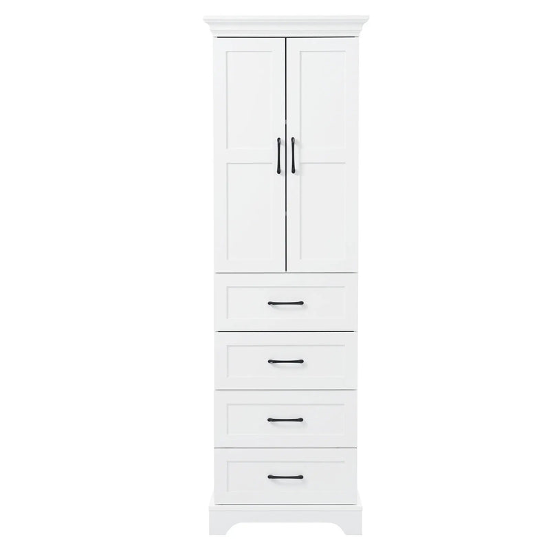 Bathroom Vanity With 2 Damping Hinge Doors, 3 Drawers, Adjustable Shelves - White by Unique Piece Furniture