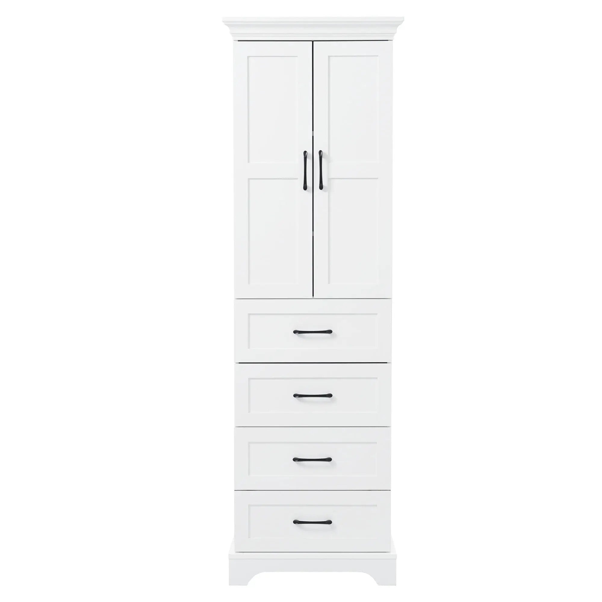 Bathroom Vanity With 2 Damping Hinge Doors, 3 Drawers, Adjustable Shelves - White by HouseOfZazla