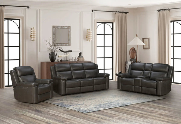 Leon - Power Sofa Recliner With Power Headrest, Power Lumbar, Heat And Massage (Dropdown Table With Smart Tabletop Control) - Smokey Gray