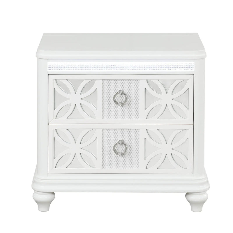 Abigale - 2 Drawer Nightstand With LED - White by HouseOfZazla