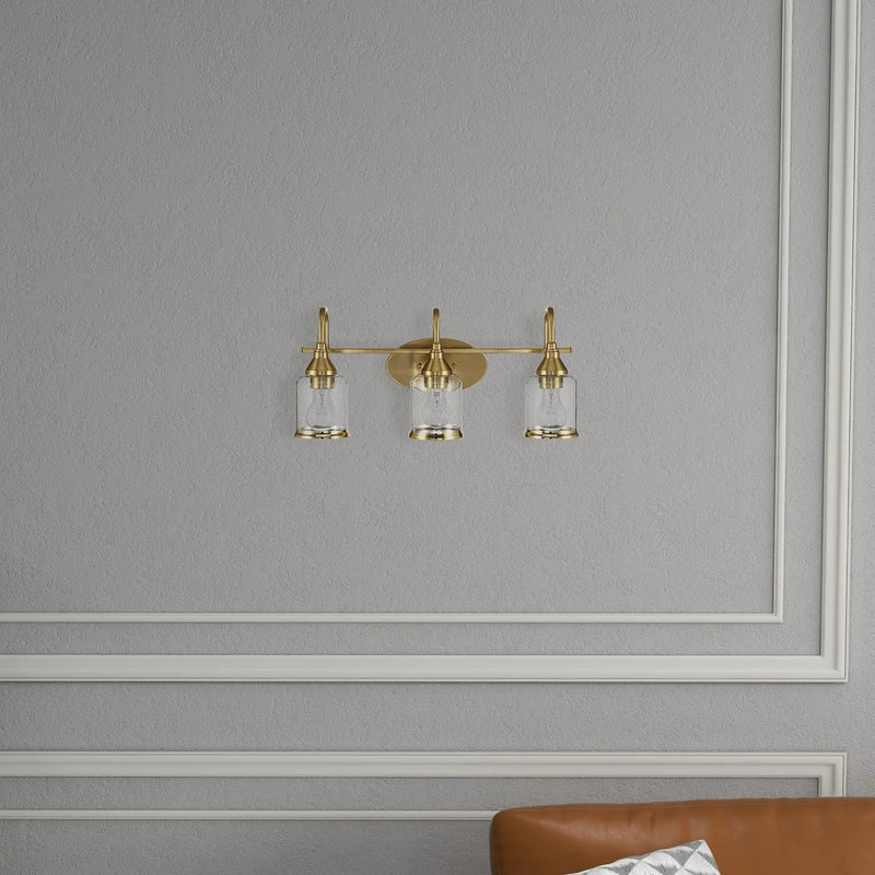 3 Lights Brush Vanity Light - Clear / Gold by HouseOfZazla