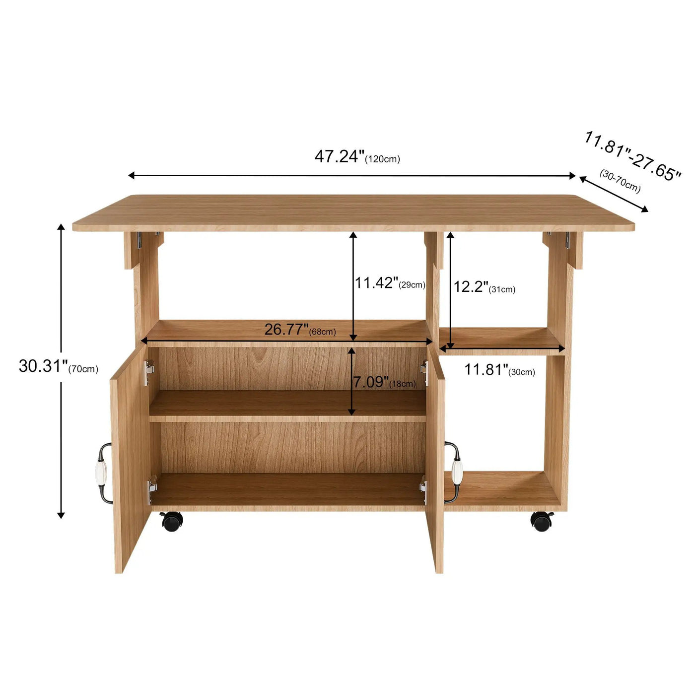Multi Functional Folding Table With Storage Shelves And Wheels by HouseOfZazla