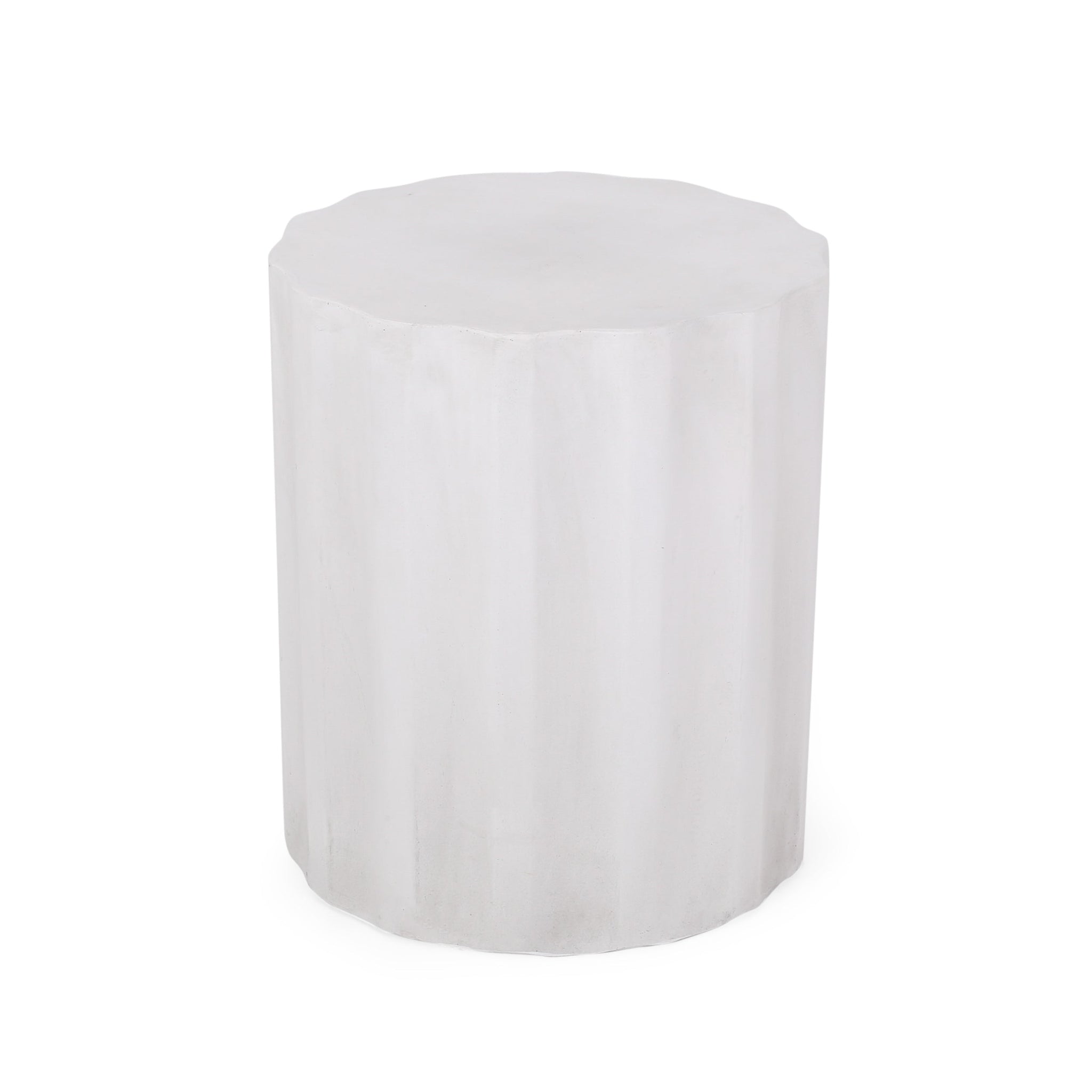 Outdoor Lightweight Concrete Side Table, Antique White by HouseOfZazla