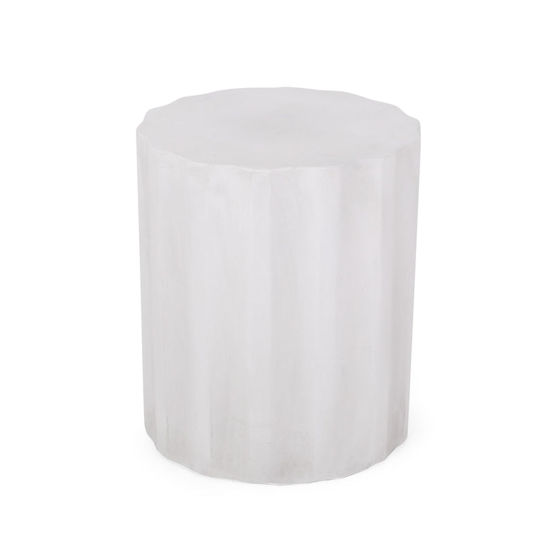 Outdoor Lightweight Concrete Side Table, Antique White by HouseOfZazla