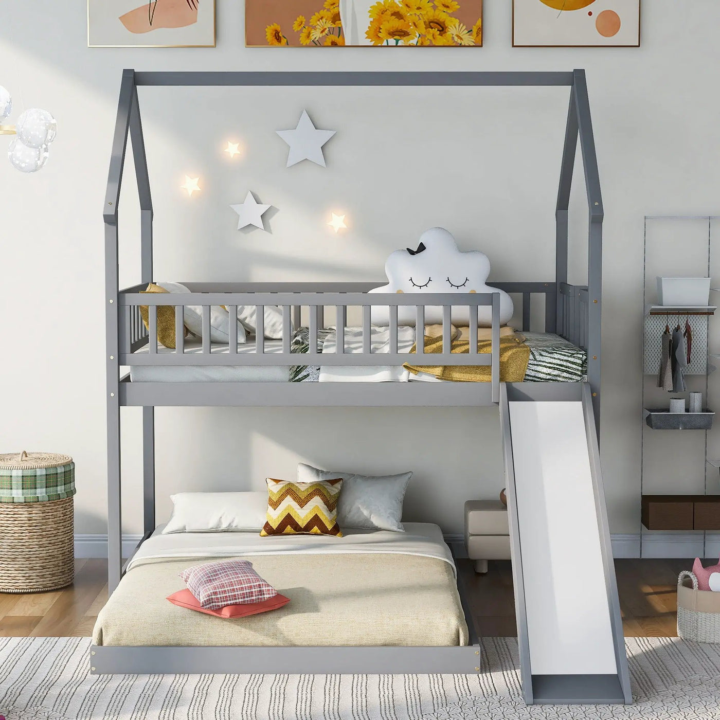 House Bunk Bed With Slide And Built In Ladder by HouseOfZazla