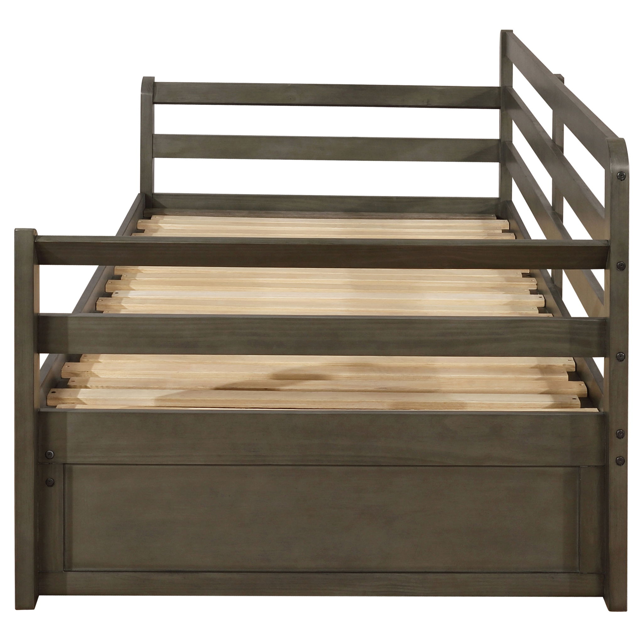 Twin Long 2 Drawer Daybed With Extendable Trundle, Storage Drawers, Fits Standard Mattress - Gray by HouseOfZazla