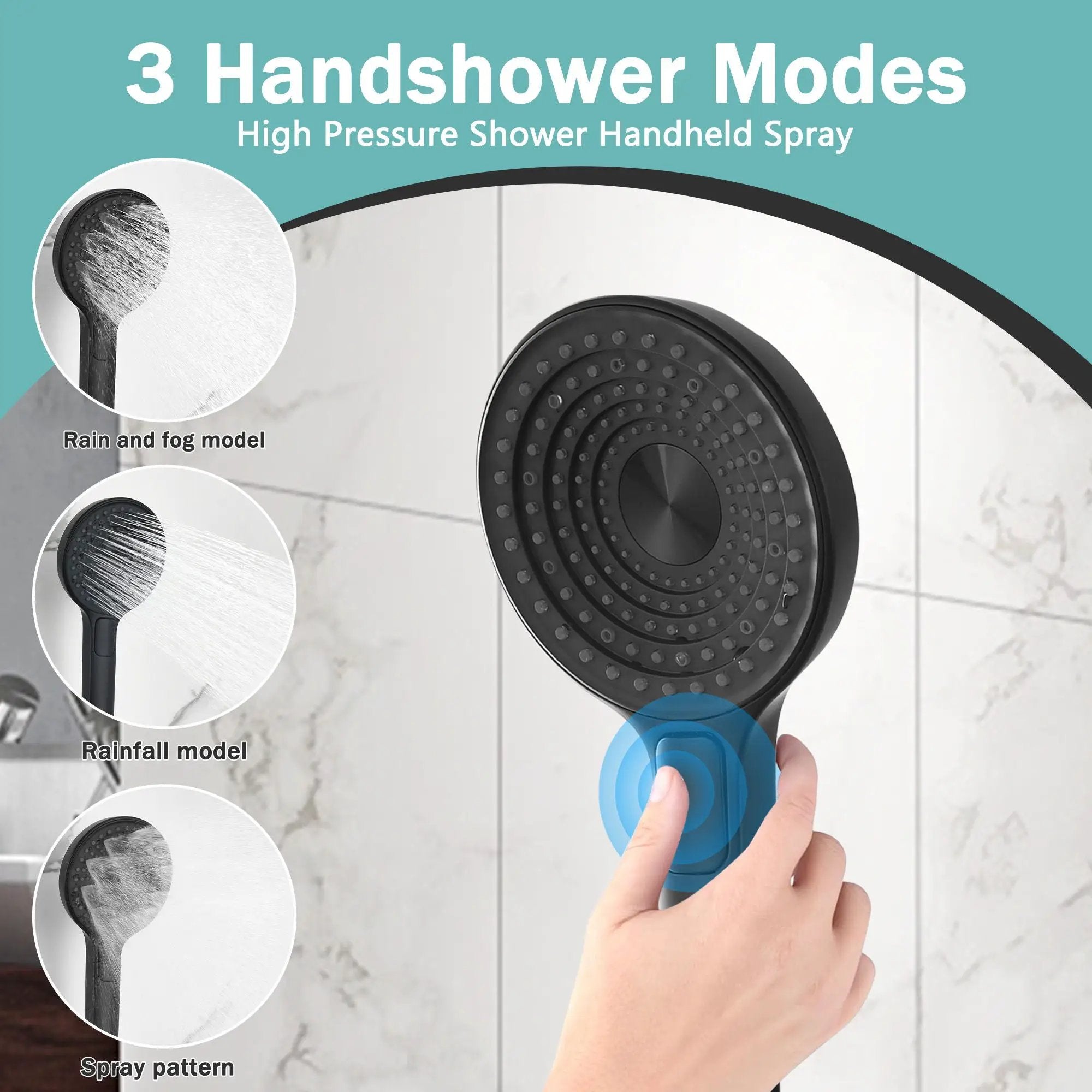 Concealed Shower System 2 Function Set With Control Valve - Matte Black by HouseOfZazla