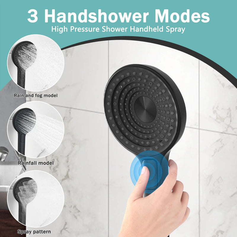 Concealed Shower System 2 Function Set With Control Valve - Matte Black by HouseOfZazla