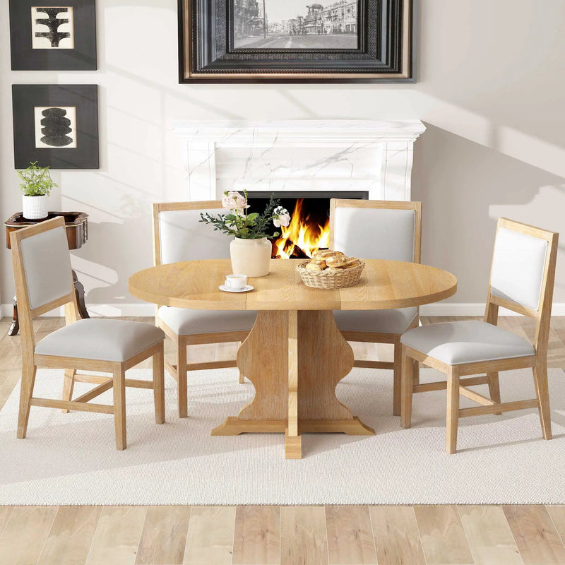 TREXM Farmhouse 5-Piece Dining Table Set by HouseOfZazla