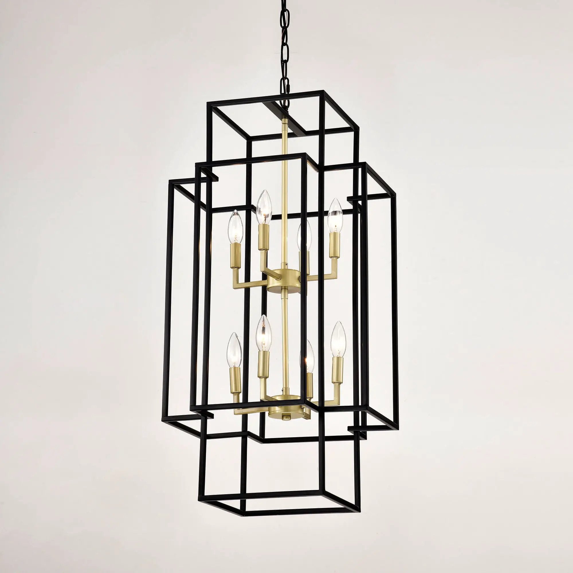 8 Light Lantern Chandelier Lighting, Entryway Chandeliers For High Ceilings, Chandeliers For Dining Room, Foyer, Entry, Staircase, Hallway, Height Adjustable (E12 Bulbs Not Included) by HouseOfZazla