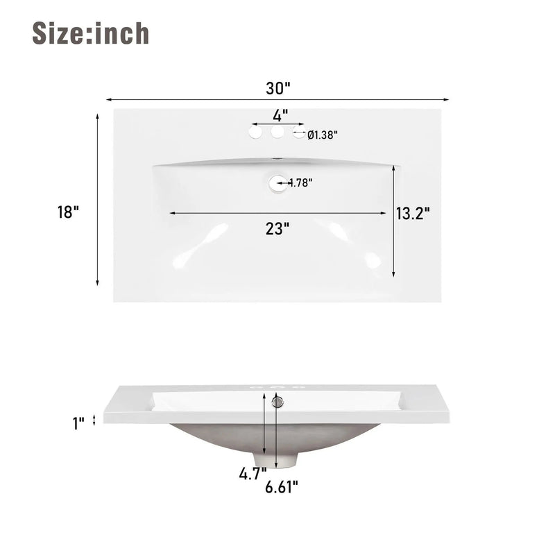 Bathroom Vanity With 2 Doors, 2 Drawers, Adjustable Shelf, Hidden Slides & Soft Close Hinges