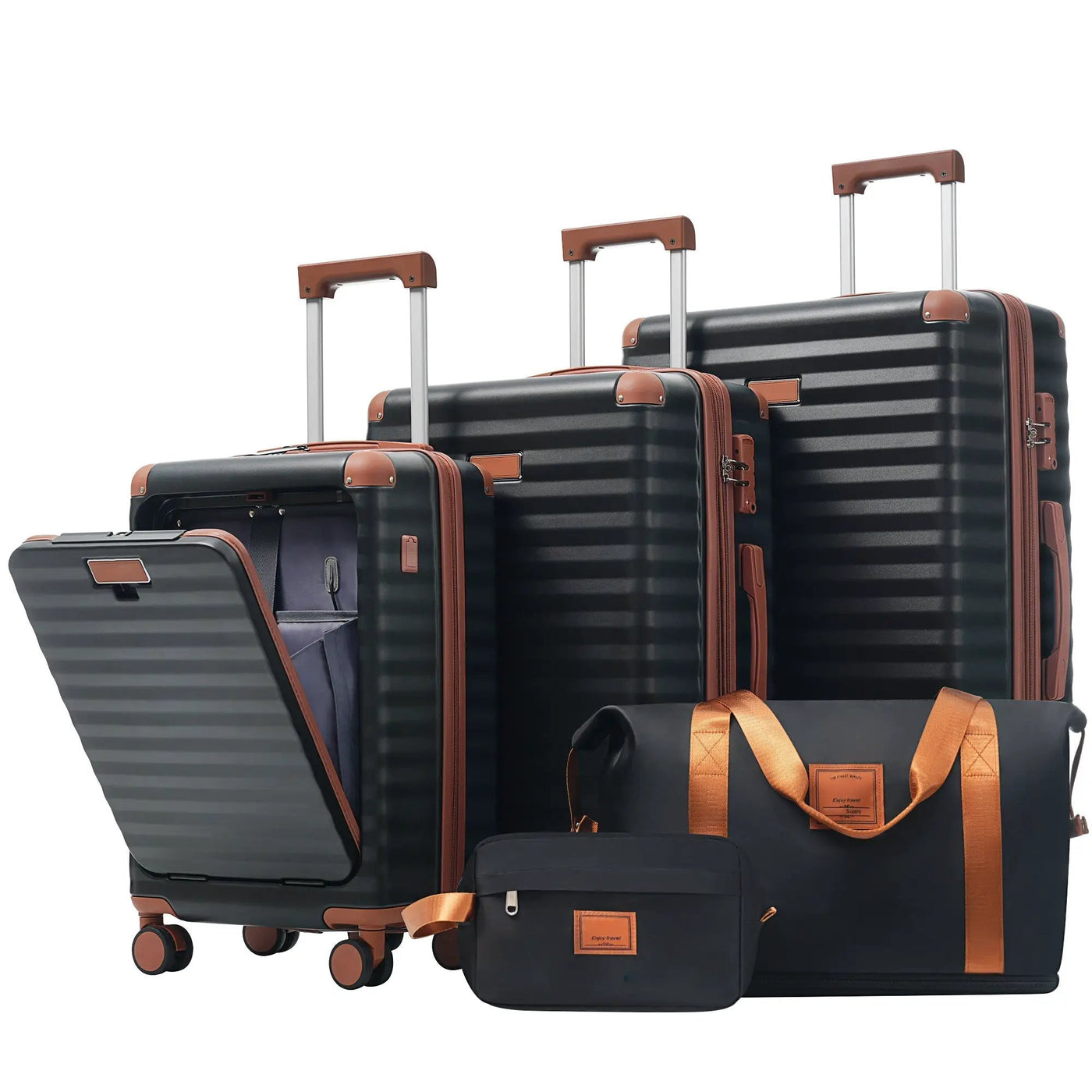 Deluxe 5-Piece Hard-Side Luggage Set with USB and TSA Locks by HouseOfZazla