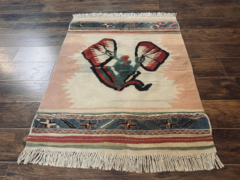 Turkish Kilim Rug 2.5 x 4.7, Flatweave Bohemian Blanket Rug, Wall Hanging Tapestry Rug by Jewel Rugs
