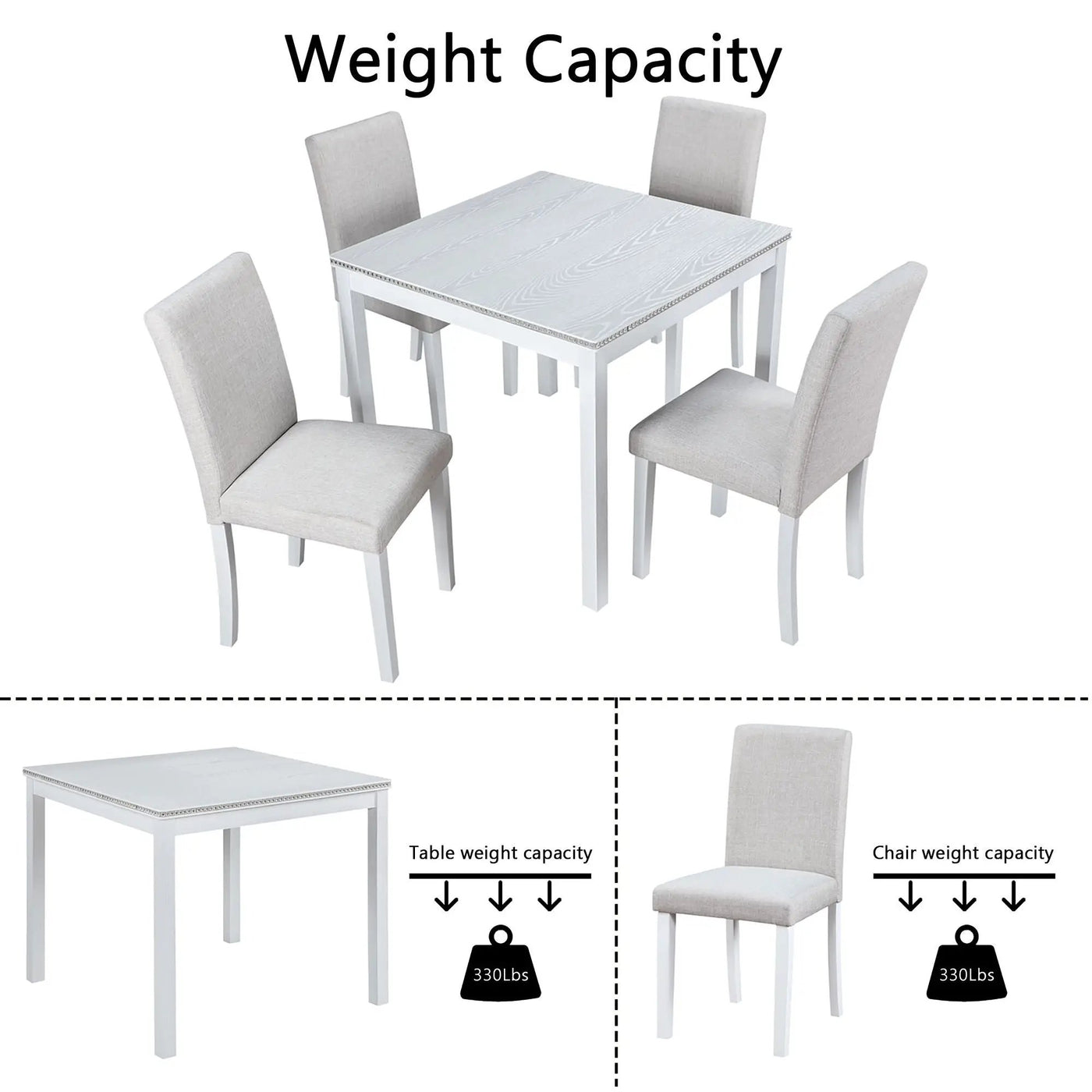 Dining Table Set With Crystal Decoration And Upholstered Chairs by Unique Piece Furniture