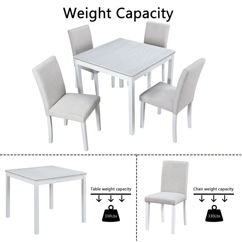 Dining Table Set With Crystal Decoration And Upholstered Chairs by Unique Piece Furniture
