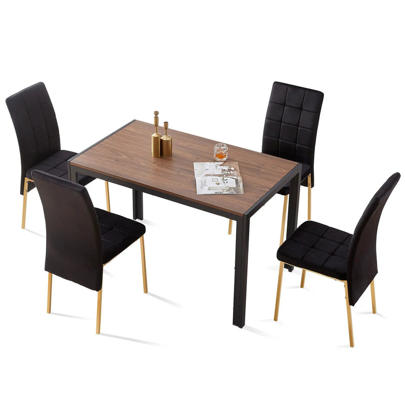 5 Pieces Dining Set Including High Back Color Legs Nordic Dining Chair & Creative Design Dining Table by HouseOfZazla
