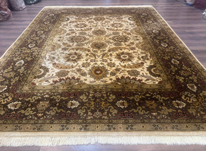 Indo Persian Mahal Rug 8x10, Floral Traditional Wool Oriental Carpet by Jewel Rugs