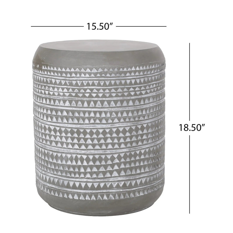 Outdoor Side Table With Cylindrical Shape - White by HouseOfZazla