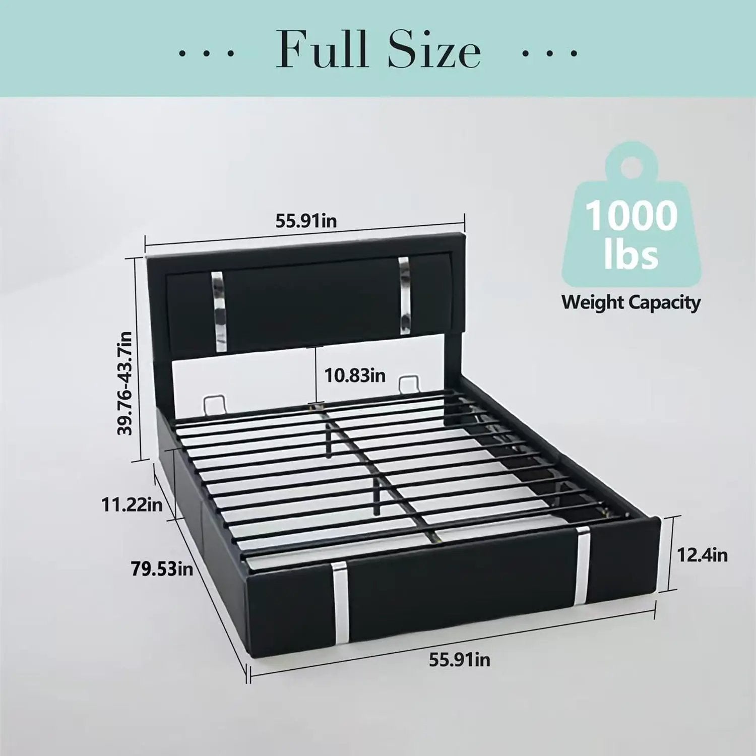 Upholstered Platform Bed Frame With Adjustable LED Headboard, USB C-Charging, Hydraulic Lift by HouseOfZazla