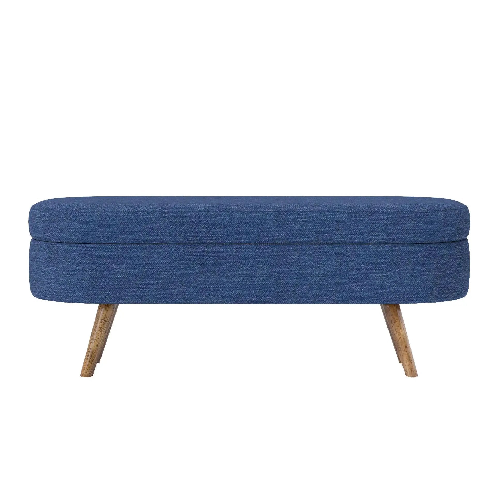 Ottoman Oval Storage Bench with Rubber Wood Legs by HouseOfZazla