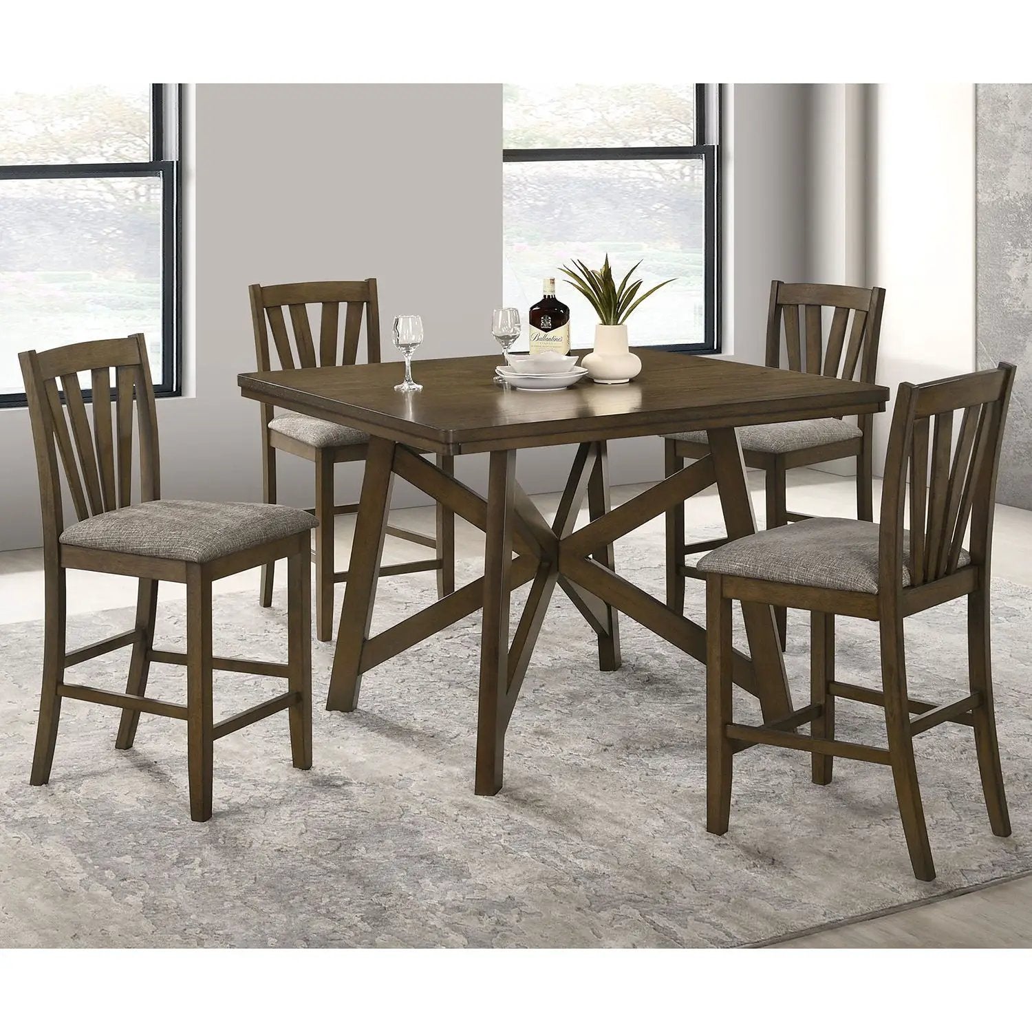 Maxine - Upholstered Counter Height Dining Side Chair (Set of 2) - Brown by HouseOfZazla