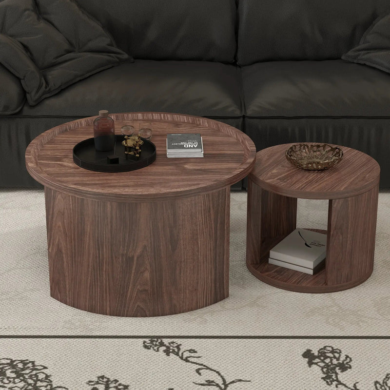 Round Nesting Coffee Table Set of 2 by HouseOfZazla