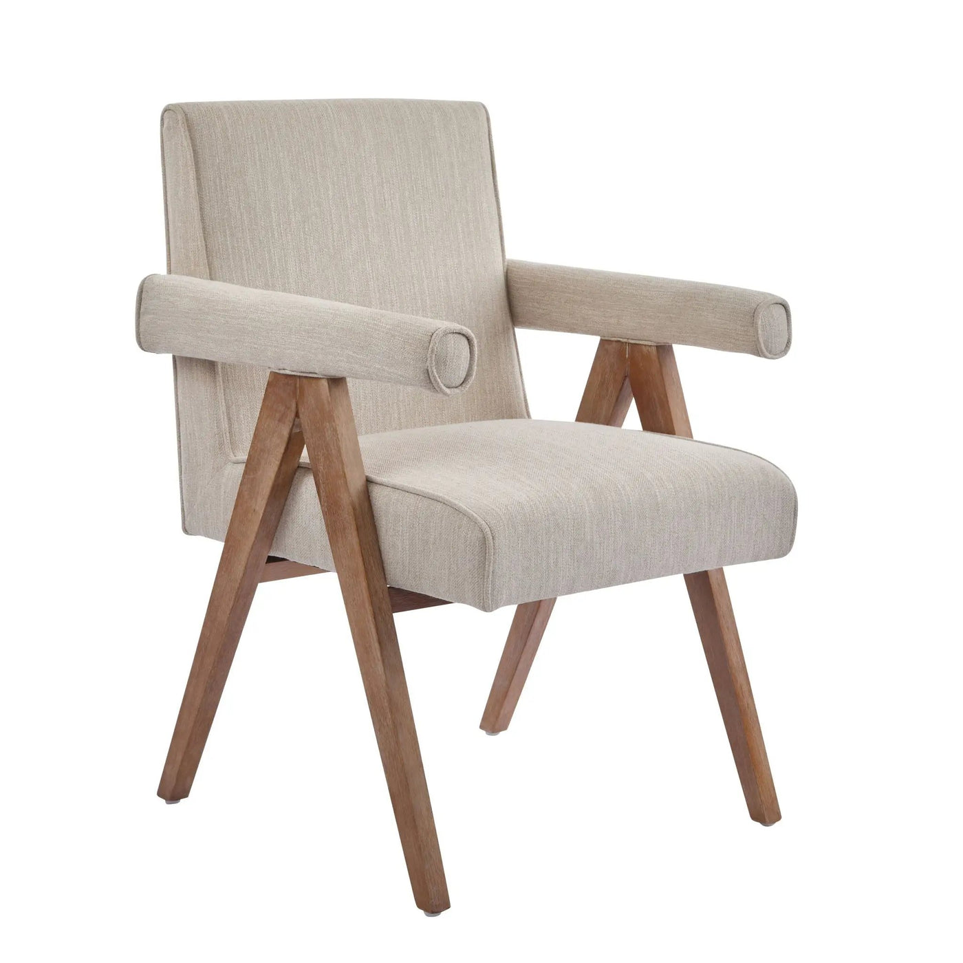 Contemporary Poppy Fabric Dining Armchair With Rubberwood Legs by HouseOfZazla