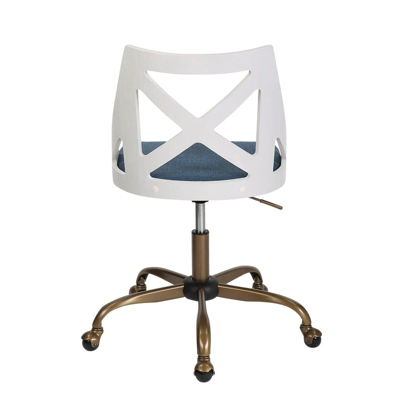 Charlotte - Farmhouse Task Chair - Antique Copper / White / Blue by HouseOfZazla
