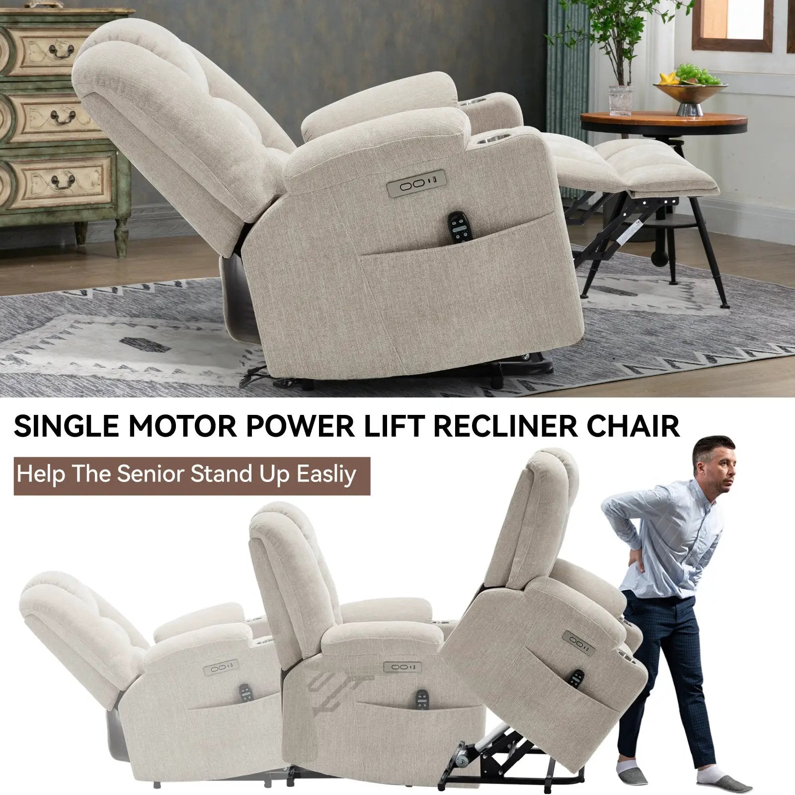 Power Lift Recliner Chair with Massage and Heat by HouseOfZazla