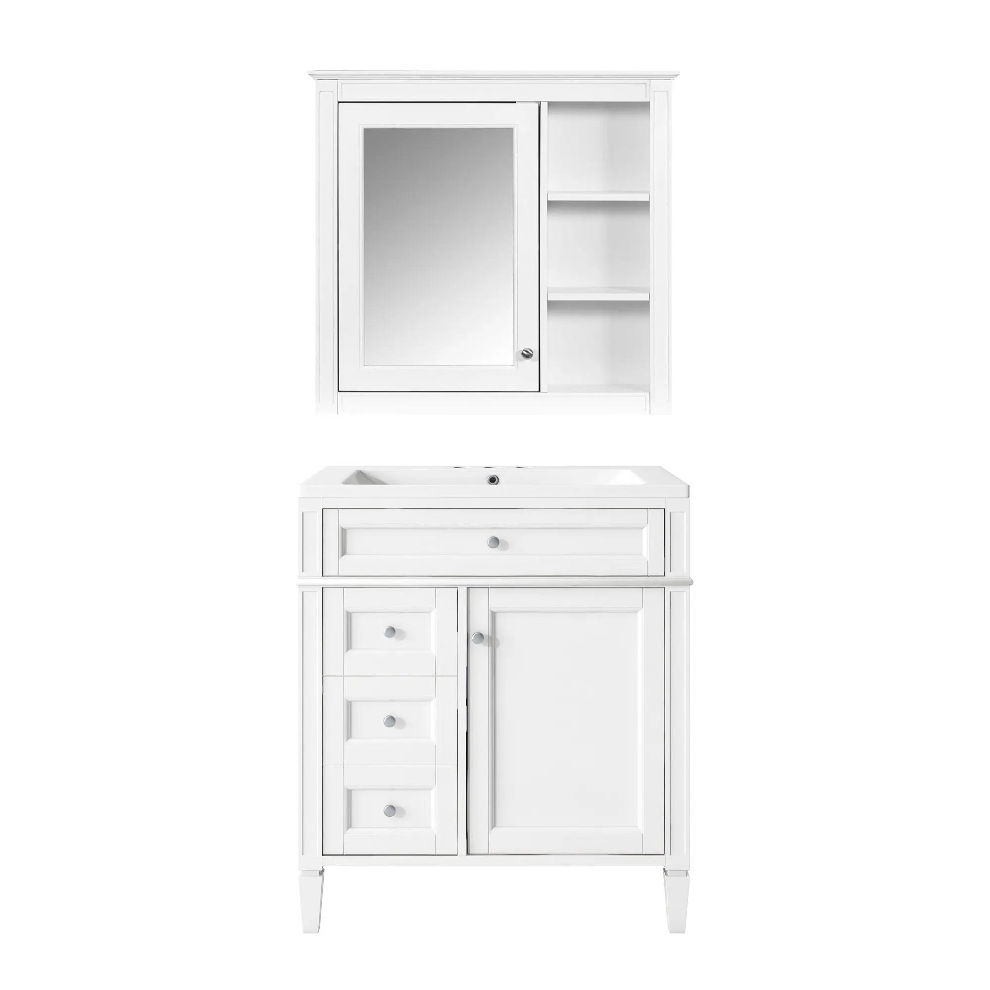 Bathroom Vanity With Medicine Cabinet, Royal Mirror Cabinet, Modern Bathroom Storage Cabinet With 2 Soft Closing Doors And 4 Drawers by Unique Piece Furniture