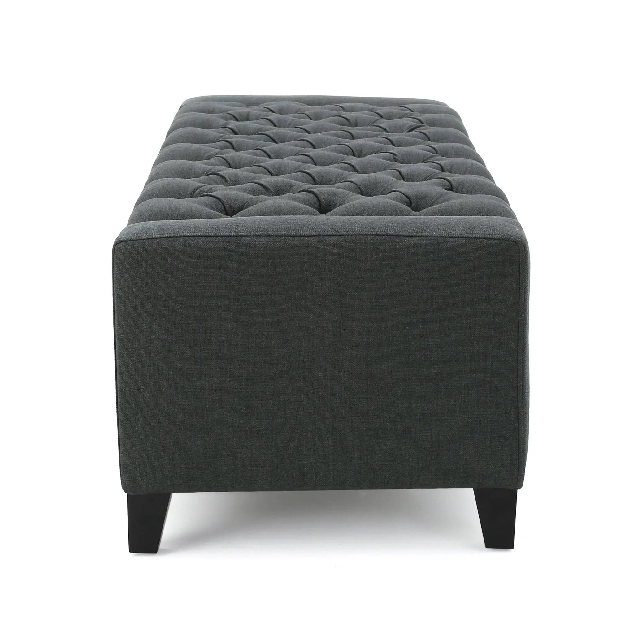 Contemporary Storage Ottoman With Tufted Top - Dark Gray by HouseOfZazla