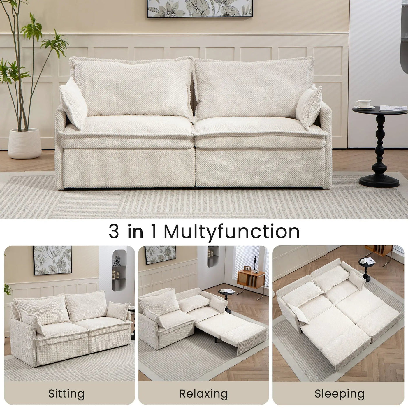 Pull Out Sofa Bed, Convertible Sleeper Sofa Couch, Side Storage, And USB / C - Type Charging Ports Chair by HouseOfZazla
