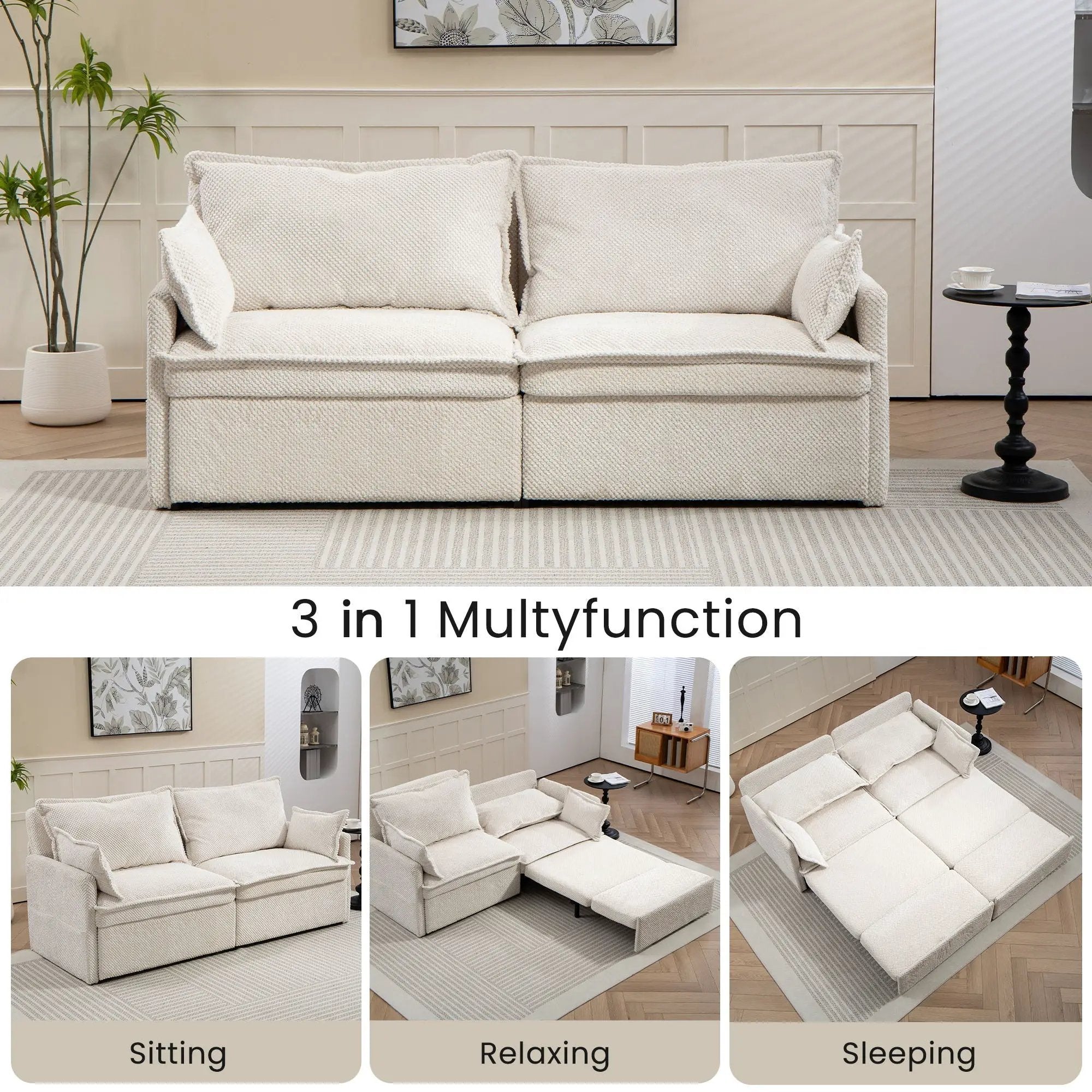 Pull Out Sofa Bed, Convertible Sleeper Sofa Couch, Side Storage, And USB / C - Type Charging Ports Chair by HouseOfZazla