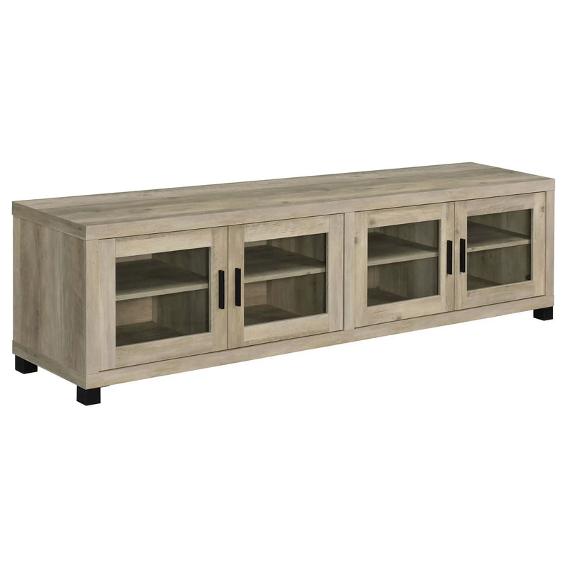 Sachin 4-door Engineered Wood 79-inch TV Stand Distressed Pine by Unique Piece Furniture
