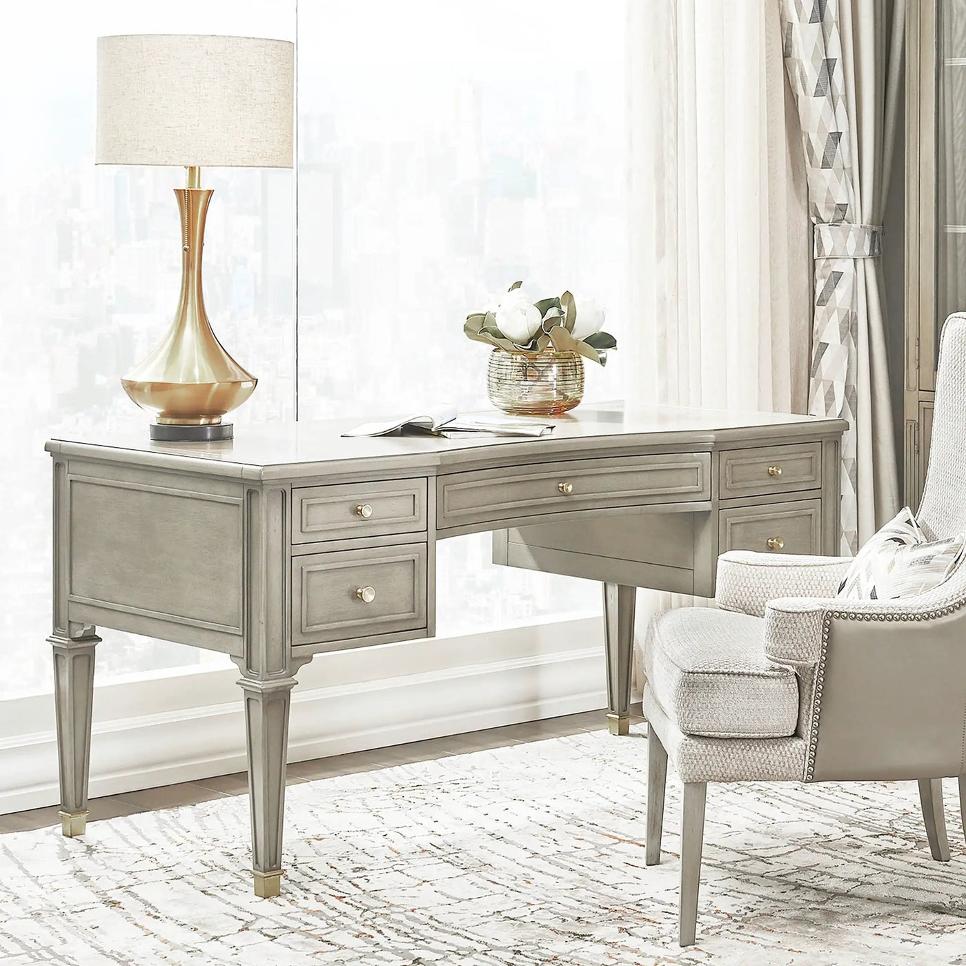 Dauphin - 5 Drawer Executive Desk by HouseOfZazla