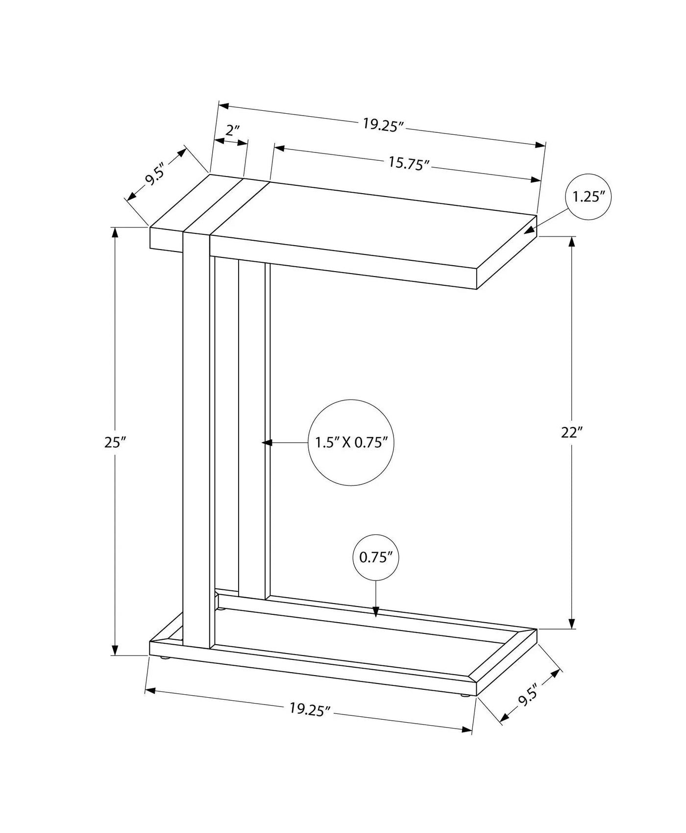 Accent Table, C-Shaped, Contemporary & Modern Stylish Design by HouseOfZazla