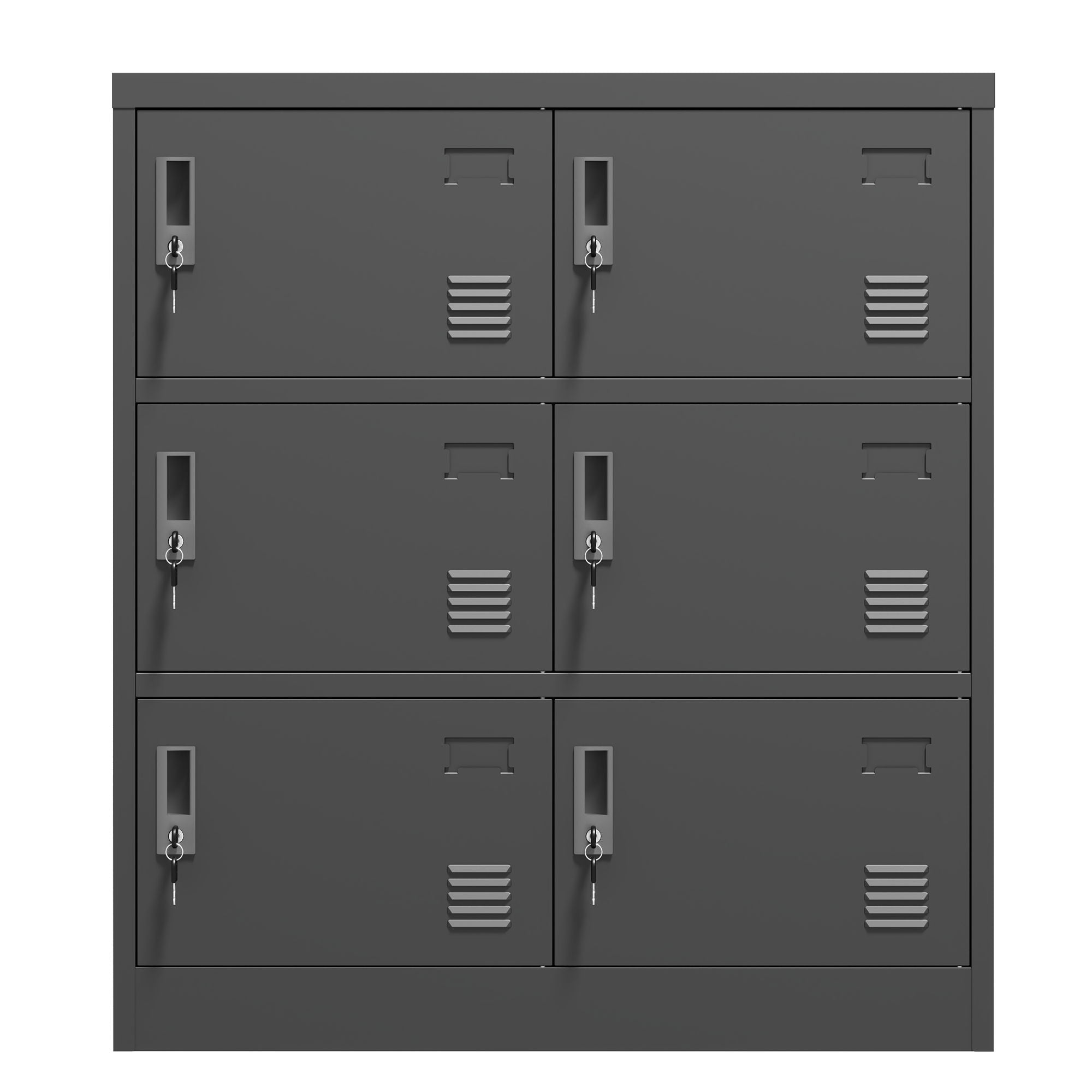 6 Door Employee Storage Locker, Lockers For Office, Gym, School, And Home With Card Slot - Black by HouseOfZazla