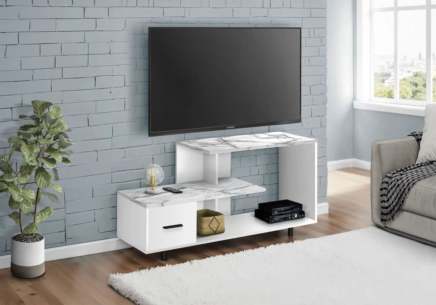 TV Stand, Console, Media Entertainment Center, Storage Drawer, Contemporary by Unique Piece Furniture