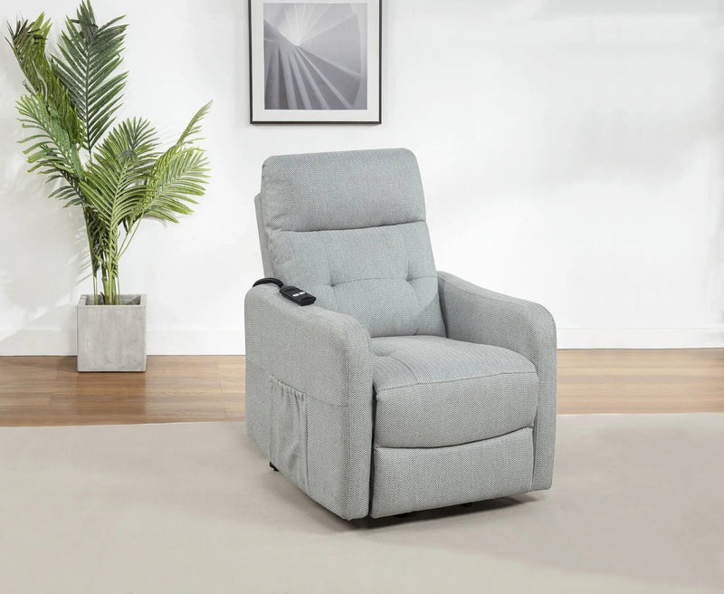Dayes Upholstered Power Lift Recliner Chair Light Grey by Unique Piece Furniture