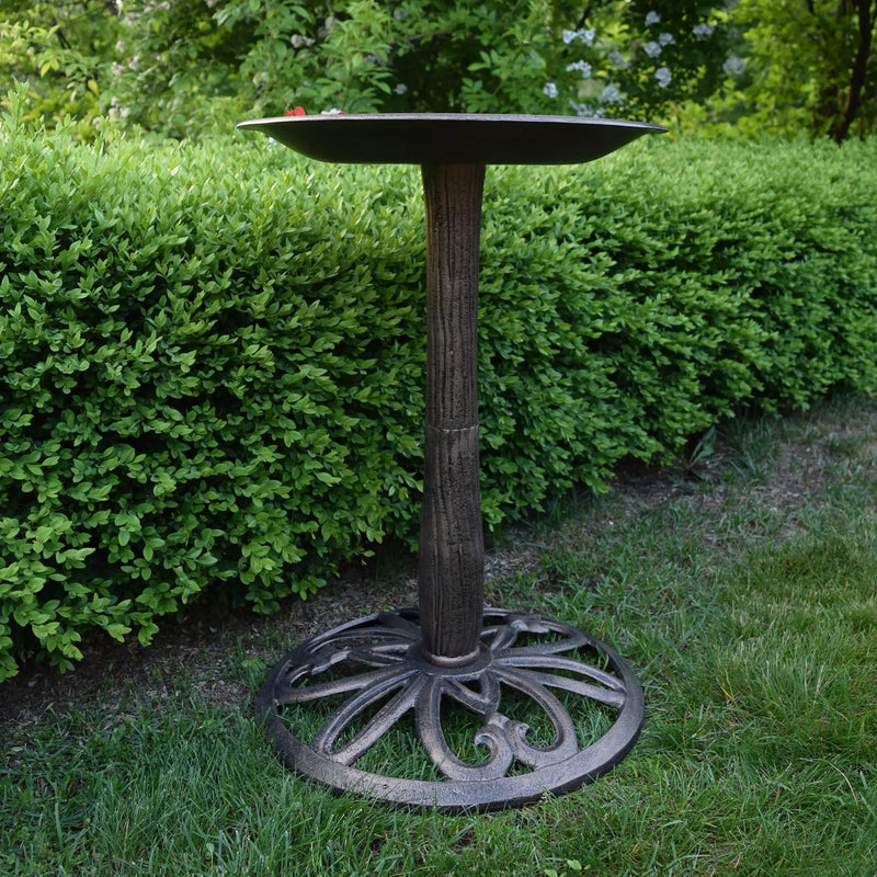Modern Round Cast Aluminum Metal 28-in Bronze Bird Bath by Sharicks